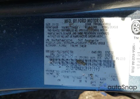 2011 Ford Fusion Se из США, поврежденный, VIN 3FAHP0HA2BR192199